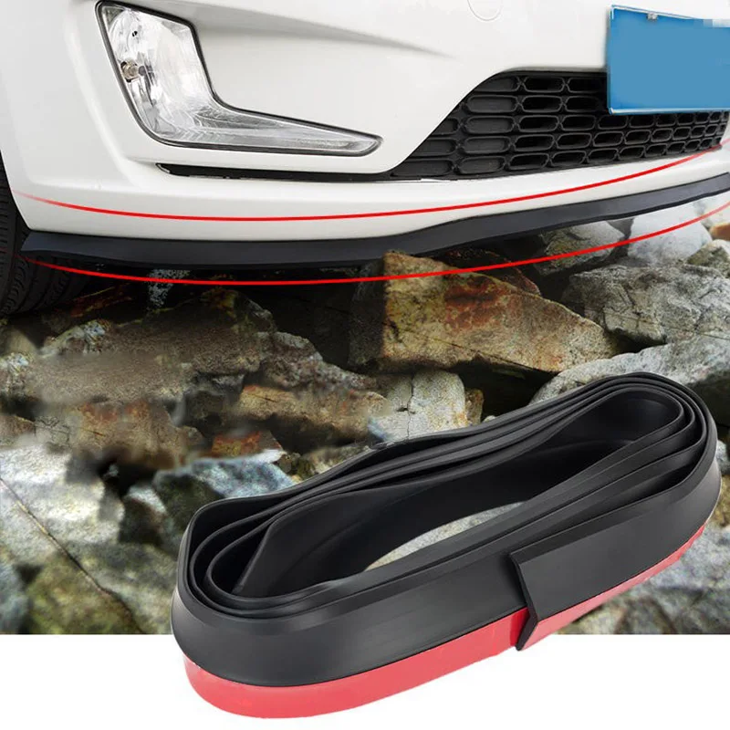 Universal Car Front Bumper Spoiler Lips Rubber Skirt Protector Body Trim Bumper Lip Strip Car Bumper Protector