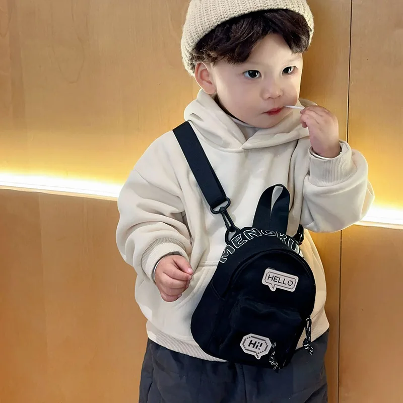 Korean Version Mini Boy And Girls Crossbody Bag Fashion Letters Badge Coin Purse 2025 New Canvas Versatile Children Shoulder Bag