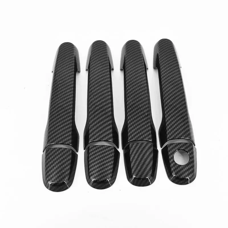 For Toyota Ractis 2005-2010 Forged Pattern Carbon Fiber Chrome Car Door Handle Cover Trim Styling Accessories