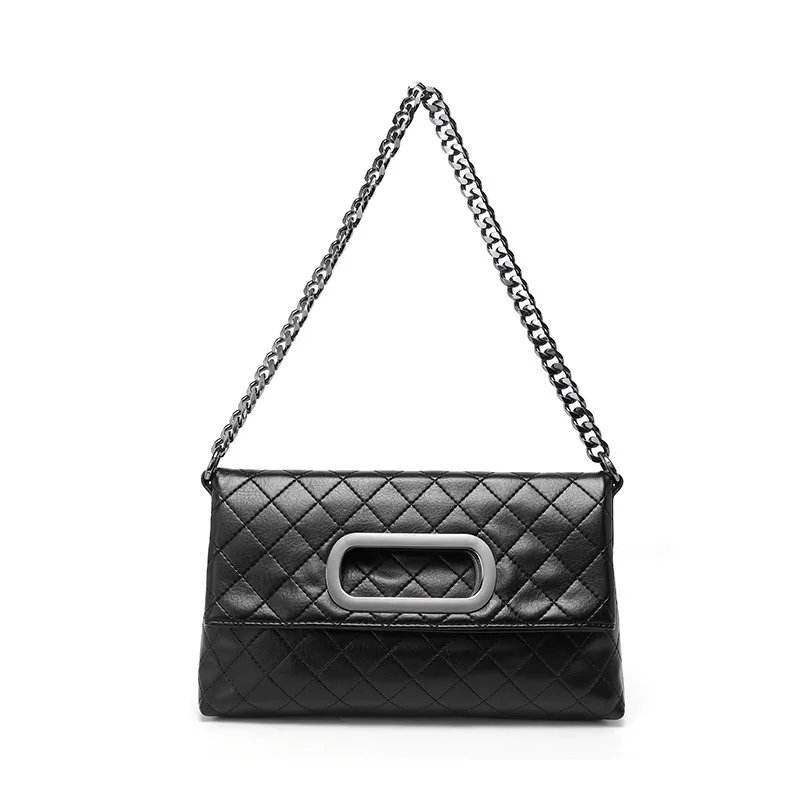 2025 New Fashion PU Leather Chain Crossbody Bag Women's Diamond Folding Plaid Shoulder Bag Multifunctional Large Capacity Handba