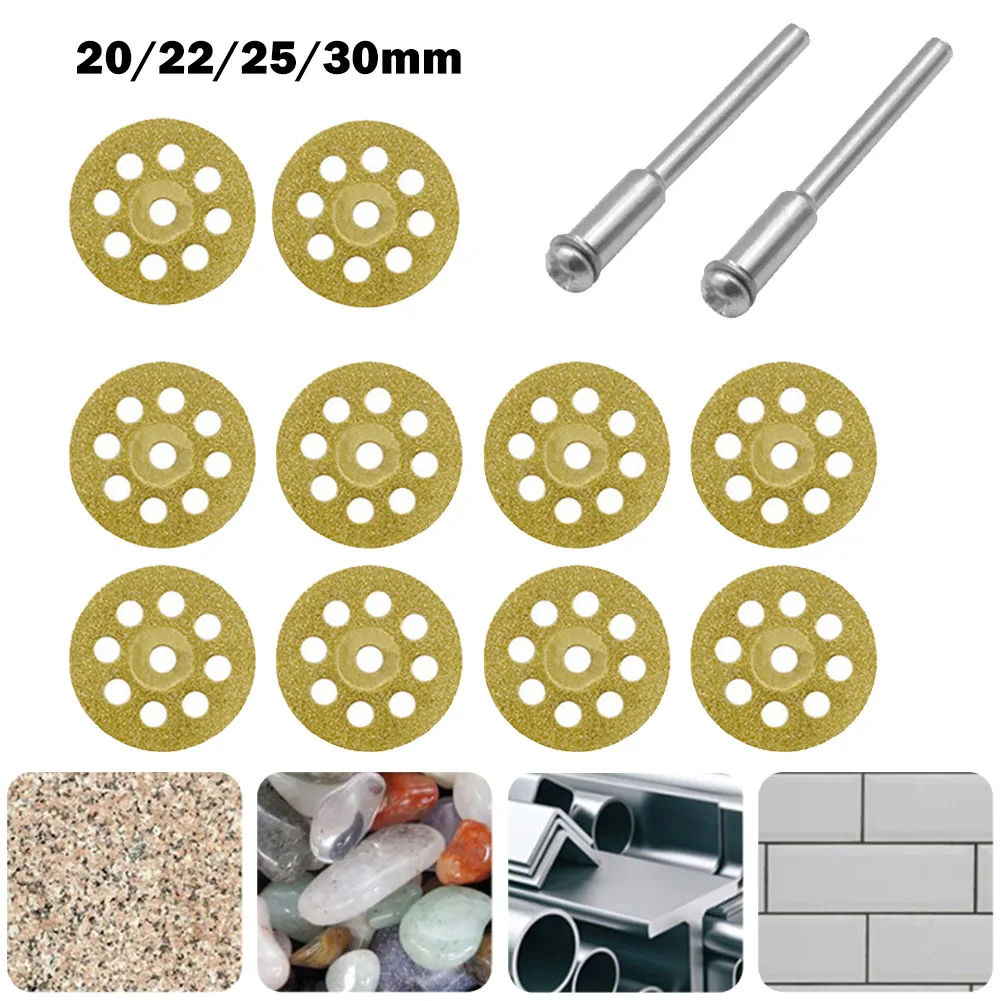 12 pçs 20//22/25/30mm kit discos de corte diamante viu lâminas ferramenta rotativa para pedras jade mármore concreto tijolo diy corte