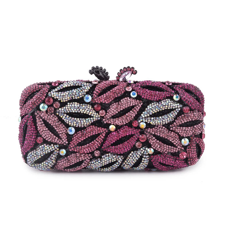 

Female Pink Lips Crystal Cocktail Clutch Purse Wedding Bridal Banquet Dinner Evening Bag Women Diamond Birthday Party Handbag