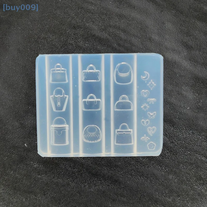 【buy009】1 pçs 3d bonito dos desenhos animados saco forma decoração da arte do prego molde diy silicone modelos da arte do prego molde do prego encantos presente