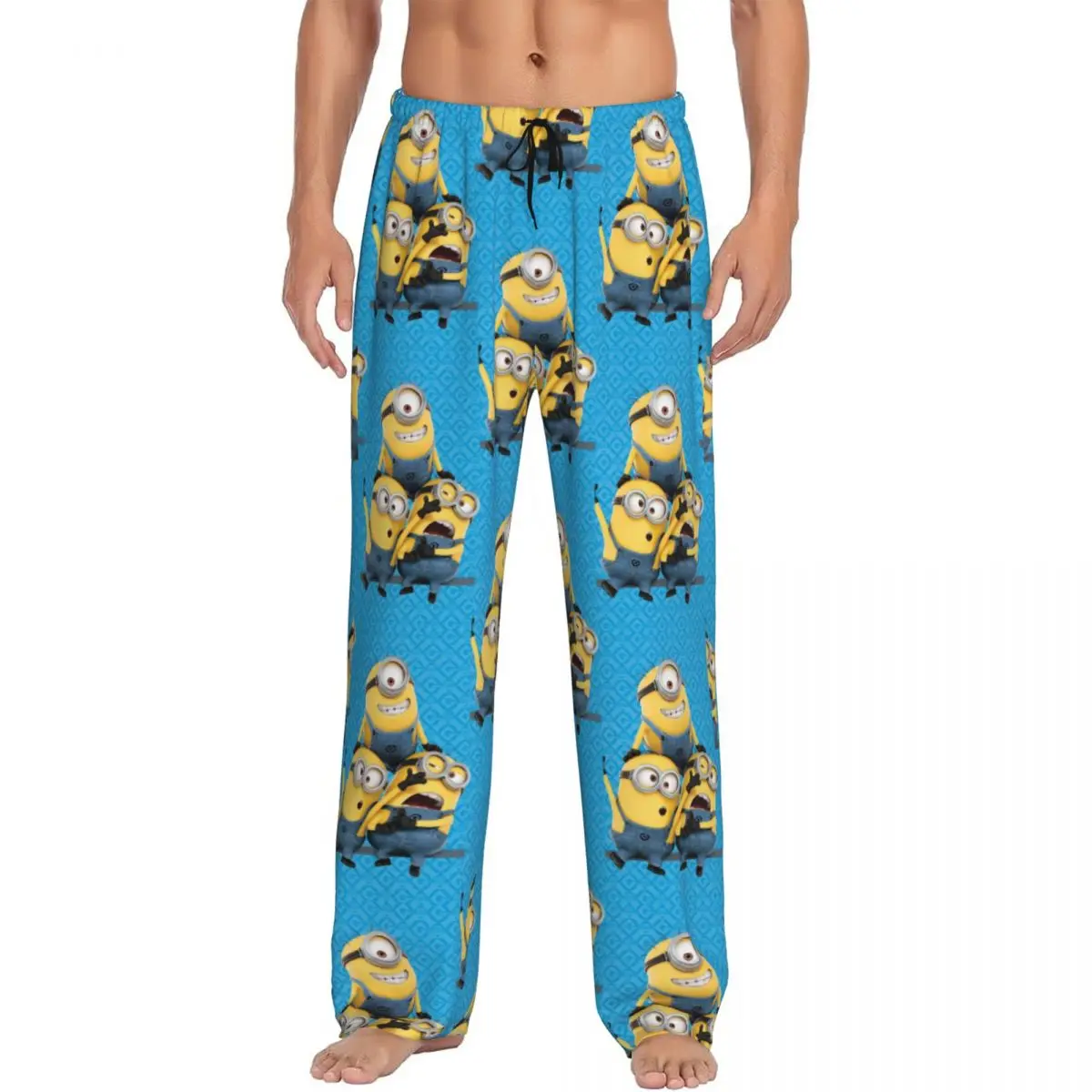 Custom M-Minions New Pajama Pants for Men Anime Cute Sleepwear Lounge Sleep Bottoms Stretch with Pockets