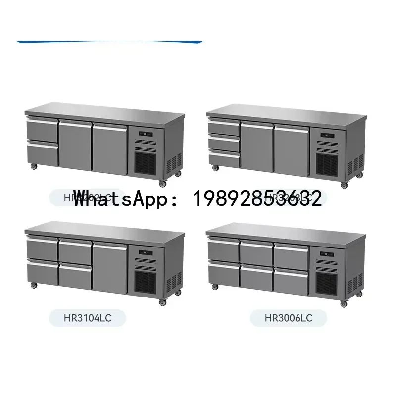 JX Stainless Steel Kitchen Restaurant Fresh-Keeping Operation Table European Style Freezer Refrigeration Workbench
