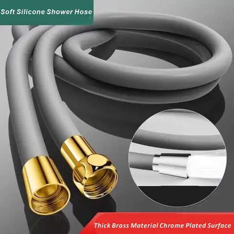 New 1pcs 1.5/2/3M  Silicone Flexible Hose Bathroom Shower Tube Extension Tube Water Pipe Draw Tube Bathroom Accessories