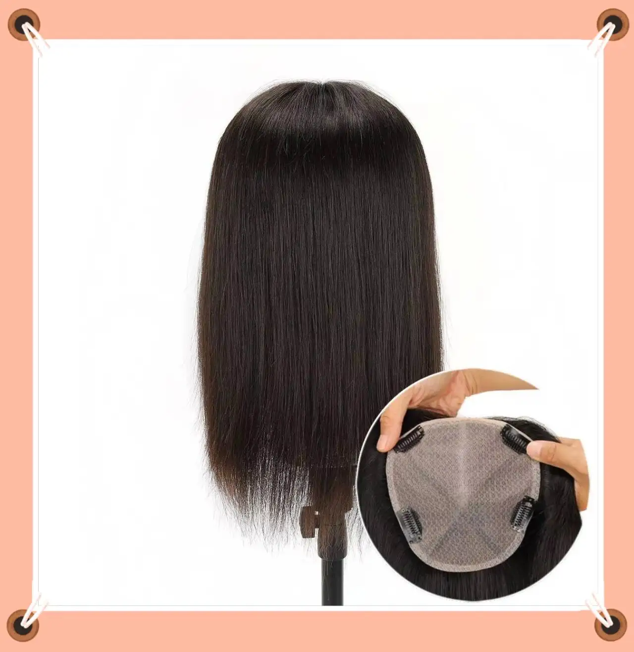 TUW05 Silk Base Topper 100% Human Hair Hair Topper for Women Women Hair Topper Hair Piece Natural Looking Natural Black Toppers