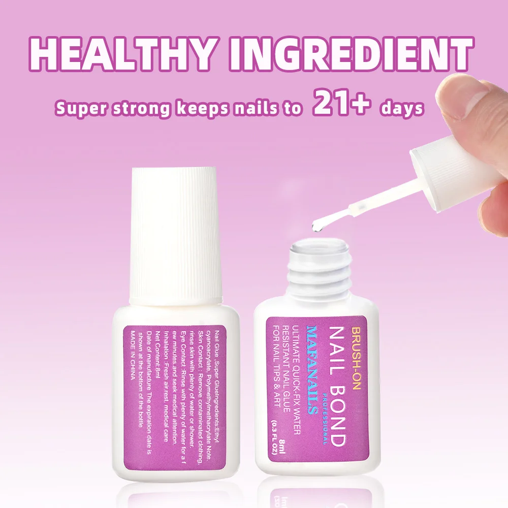 The Best-Selling Nail Glue for Attaching Rhinestone Accessories, a Strong Nail Tip Adhesive with a Brush, 8ml Fast-Drying Nail Glue