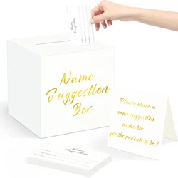 Name Suggestion Tickets For Baby Shower gold stamping words Themed Card Box and 30 Advice Cards, Party Games Decoration Supplies