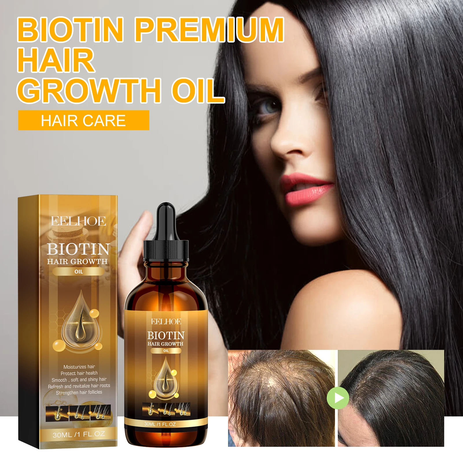 EELHOE biotin dense hair essential oil deeply moisturizes the scalp, massages and cares for thick and smooth hair oil