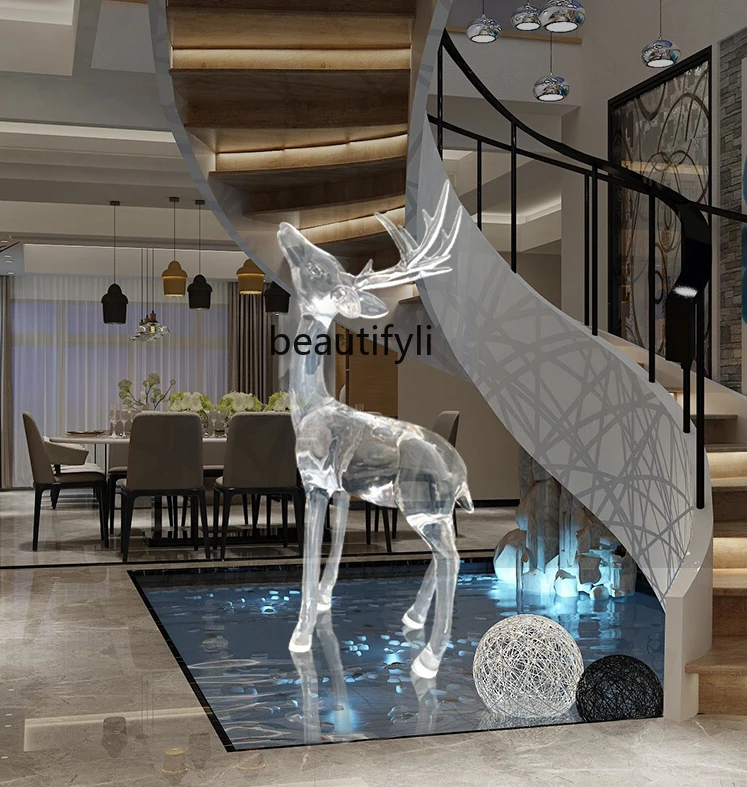 

S7486 ss Shopping Mall Building Sales Office Sika Deer Modern Abstract Decorative Artwork Fortune Deer Transparent Ornaments Scu