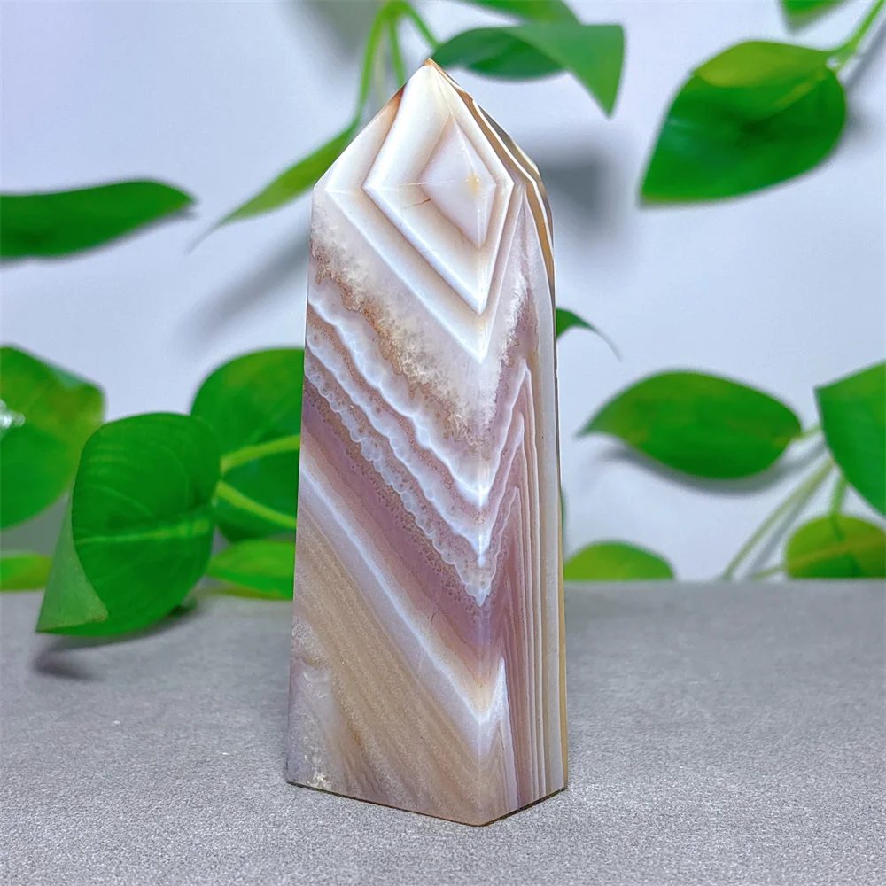 Violet Line Agate Tower Crystal Natural Stone Quartz Minerals Home Decoritems Reiki Garden Gifts Energy Healing Luck Love