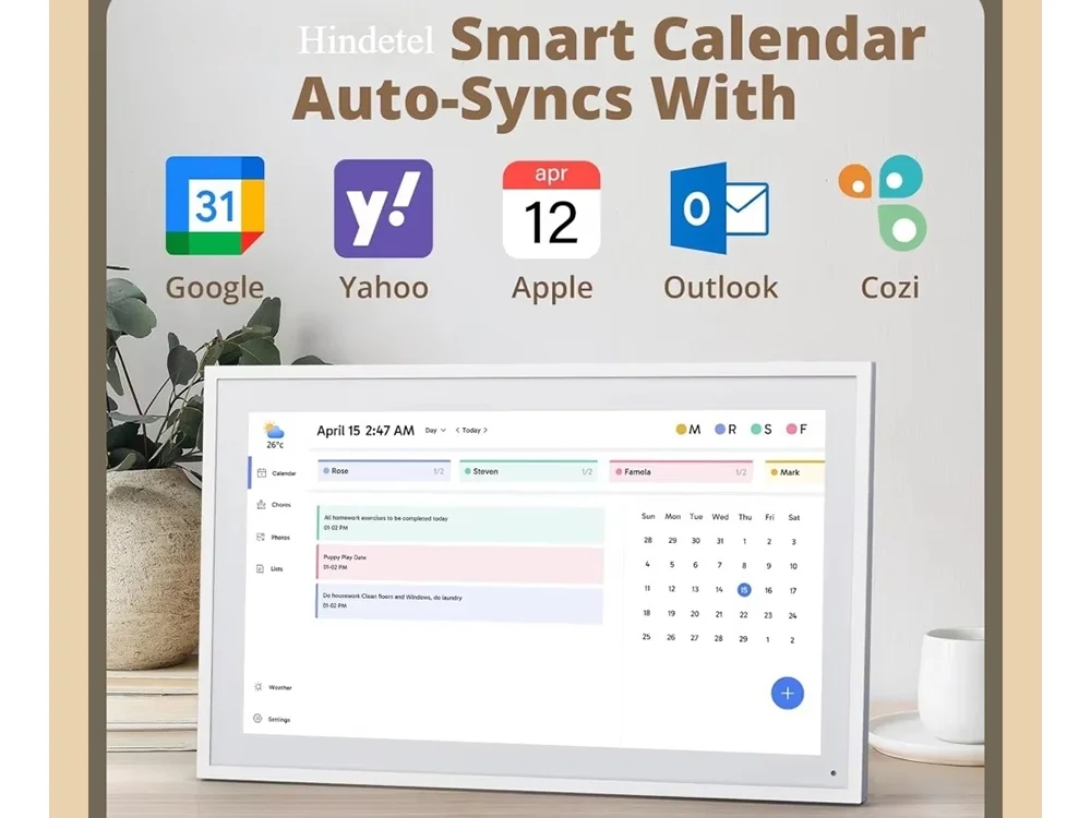 

10inch Digital Calendar Chore Chart 1080P Full HD Interactive Touchscreen, Smart Family Planner, Hearth Display Digital Calenda