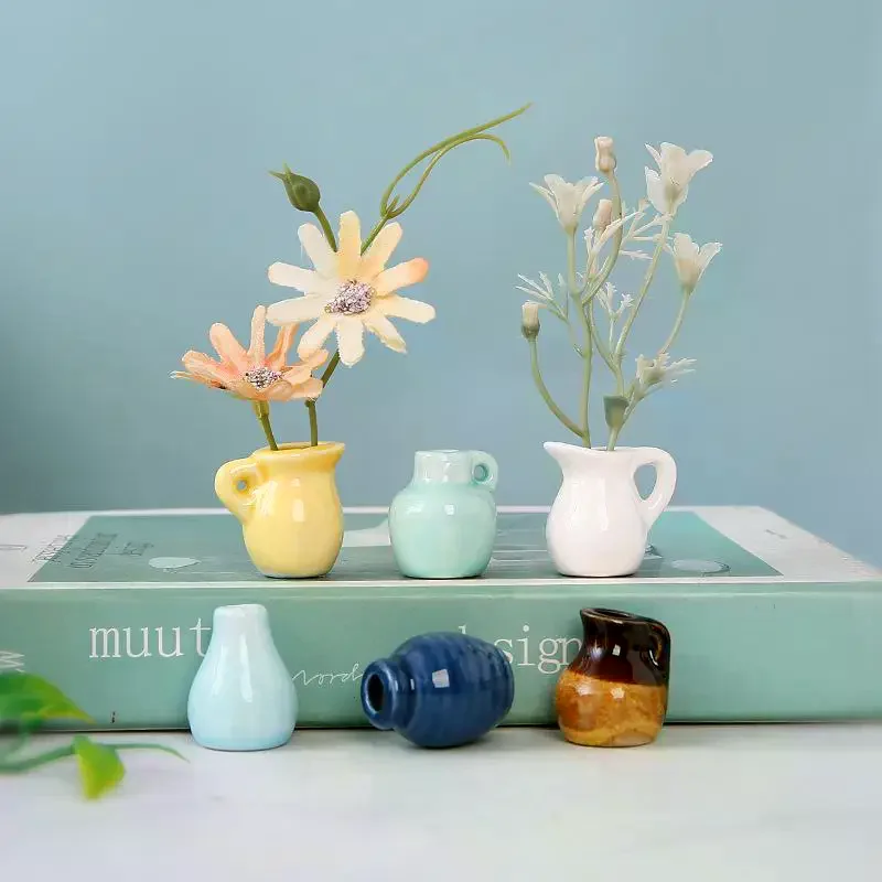 1Pcs Creative DIY Magnetic Flower Arrangement Decorative Object For Home Kitchen Decoration Mini Ceramics Vase Fridge Magnet