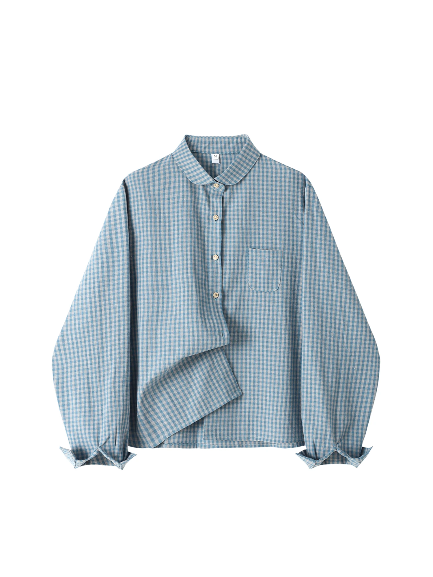 

Women's Blue Plaid Shirts Blouses Y2k Vintage 2000s Korean Style Elegant Long Sleeve Shirt For Women Fashion Clothes Spring 2026