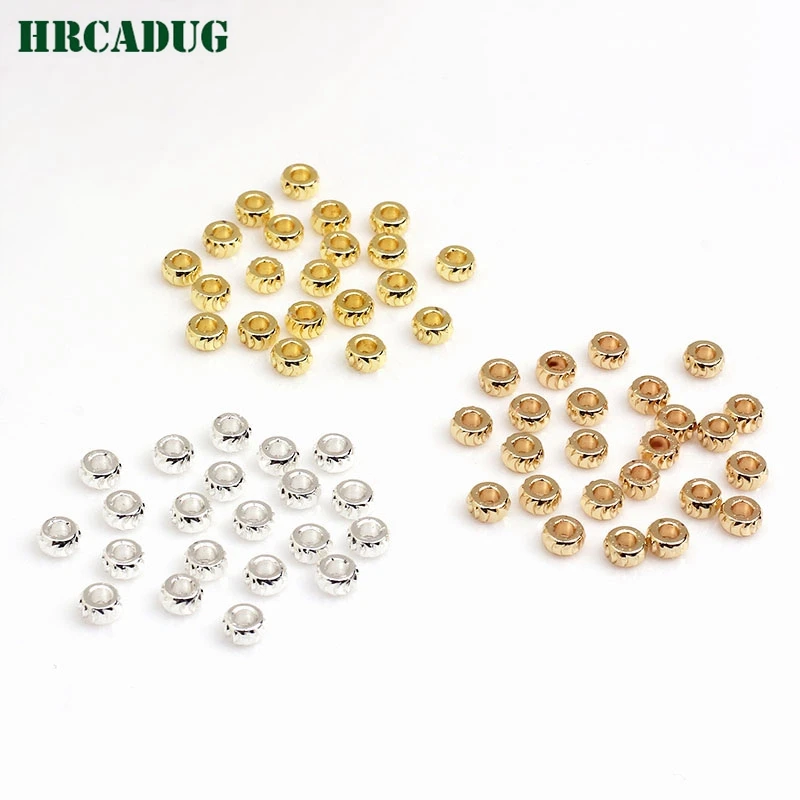 

50-100pcs/lot 18K Gold/Silver Plated Brass Metal Cut Tyre Bead Gear Beads For Jewelry Making DIY Accessories Septum Piece Bead