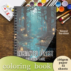 Coloring Book - 8.3 x 11.2 inches 32 pages Mysterious Forest Coloring Book - Ideal gift for family or friends