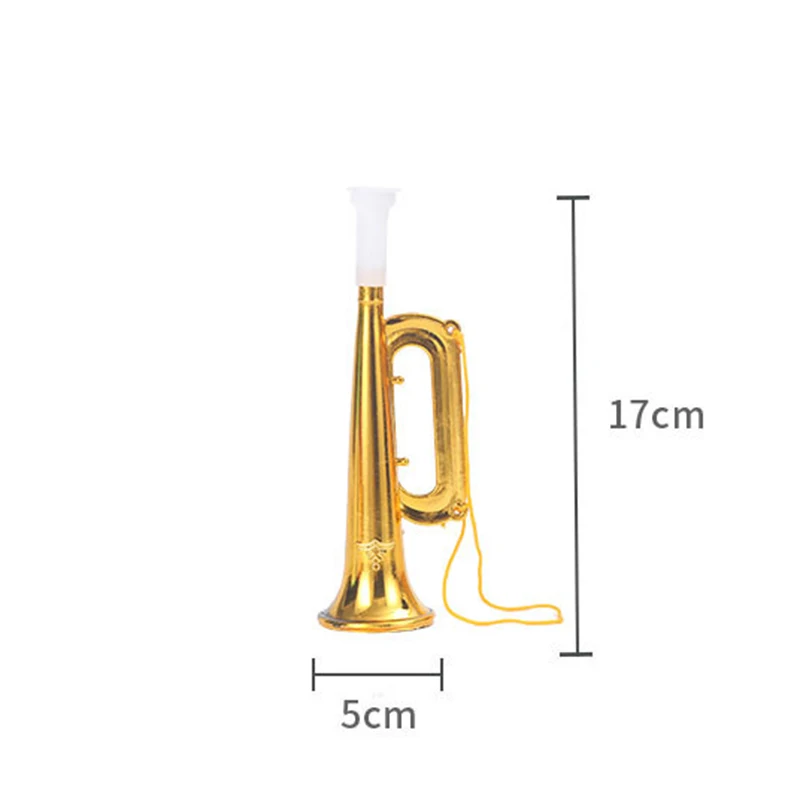 3Pcs/bag Children Golden Plastic Horn Trumpet Fun Holiday Party Musical Instrument Toy Cheering Prop For Parties Sports Events