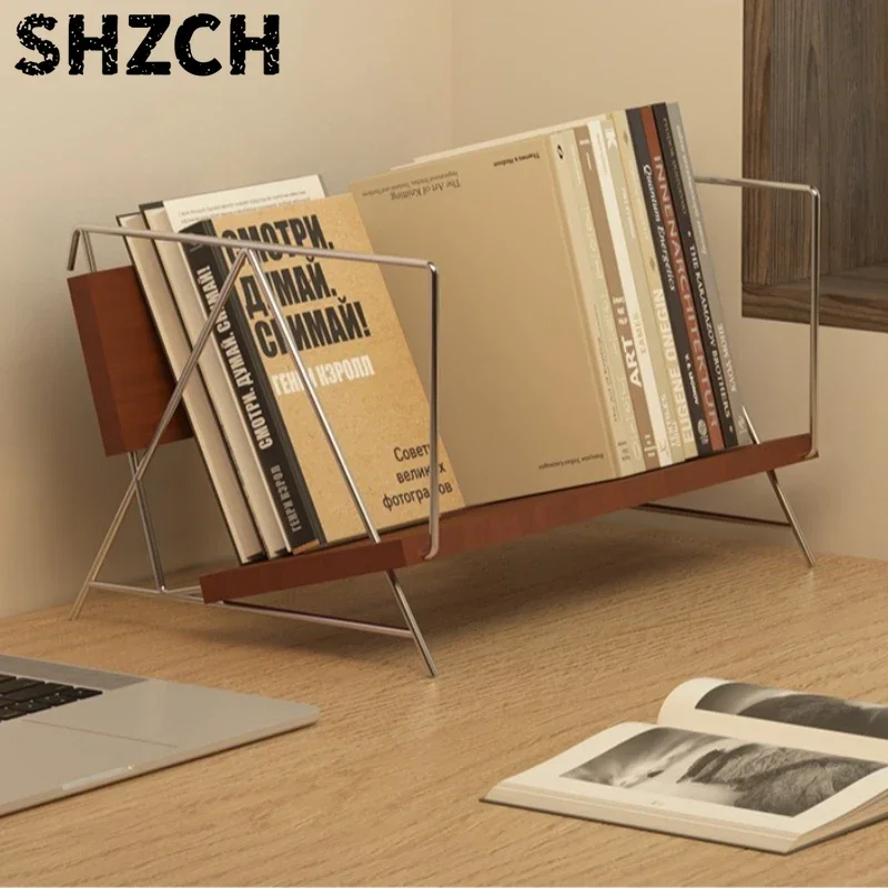 Modern Minimalist Desktop Bookshelf, Thickened Bookend for Home Office, Magazine Holder Display Rack,Aesthetic Home Decor Accent