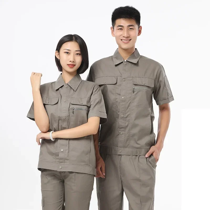 Summer Work Clothing Men Women Car Workshop Electricity Installation Mechanical Auto Repairmen Durable Workwear Uniforms