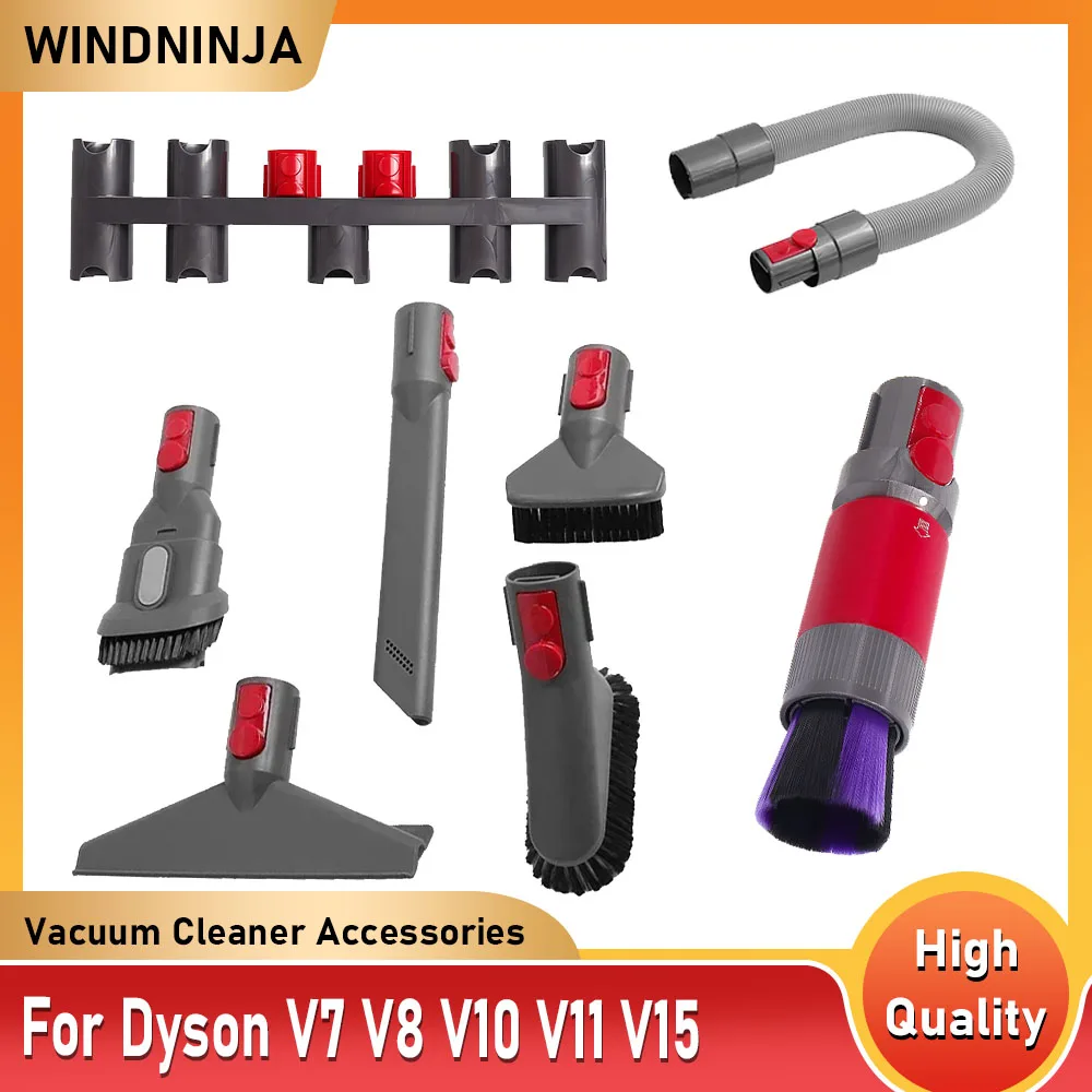 Staubsauger-Aufsatzset für Dyson V7 V8 V10 V11 V12 V15, Verlängerungsschlauch, Aufbewahrungshalter, Multifunktions-Bürstendüsen-Set