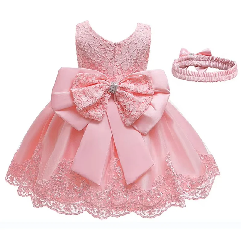 Baby Girl Christmas Dress Birthday Party Princess Dresses Cute New Kids Evening Costume  Wedding Dresses With Bow
