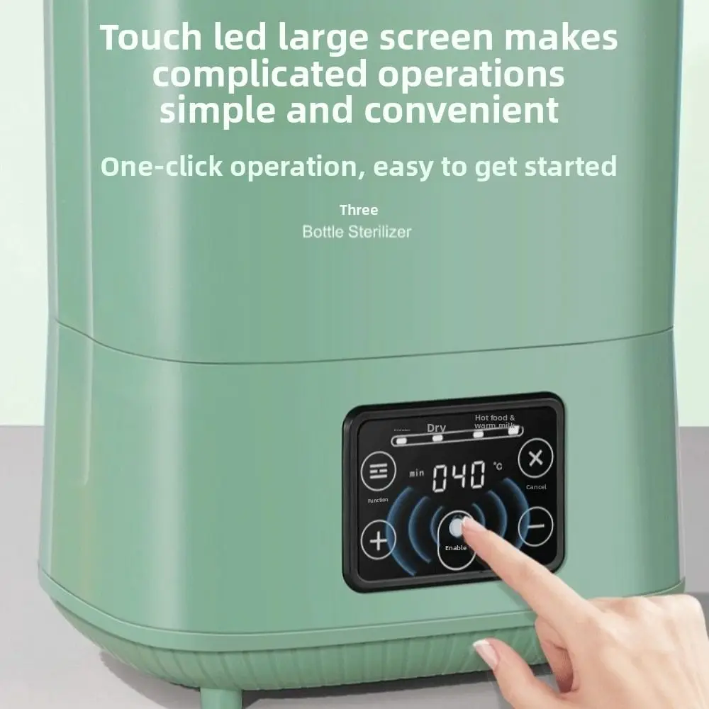 EU Plug Steam Bottle Sanitizer Large Capacity Electric Operation Bottle Steamer Touch Screen Steam Sterilization