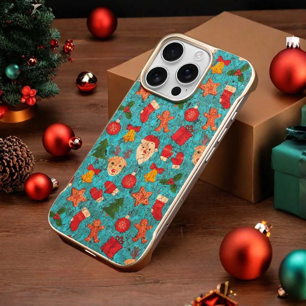 for Magsafe Christmas Tree Santa Claus Butterfly Phone Case for iPhone 16 15 14 Pro Max Plus Magnetic Gold Color Hard PC Cover