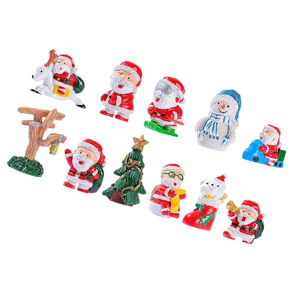 

Набор из 11 праздничных миниатюрных фигурок из смолы: очаровательные олени, Деды Морозы, снеговики для сказочного сада и мха