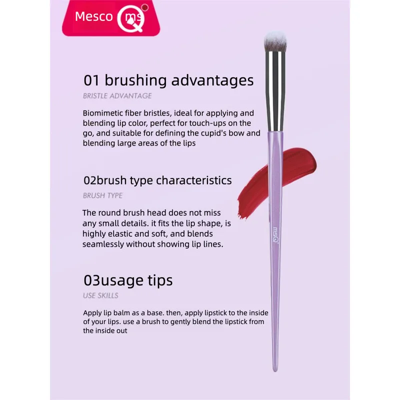 MSQ/ MSQ Lip Brush, Lipstick Brush, Smudging, Round Head, Finger Pad Concealer Brush, Lip Apply, Lip Makeup Brush, One Set