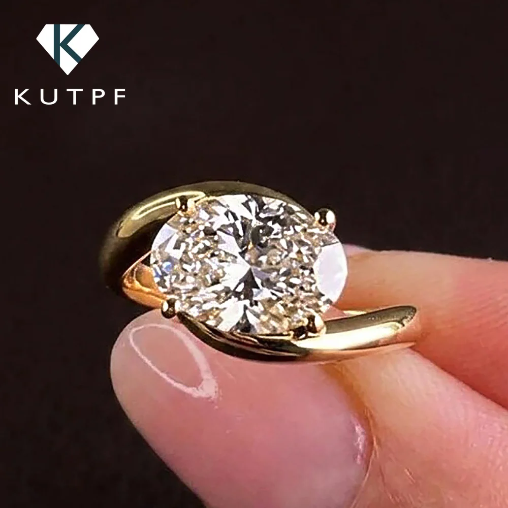 

2Carat Oval Cut Moissanite Engagement Ring For Women S925 Silver East West Solitaire Diamond Bypass Cluster Wedding Ring Vintage