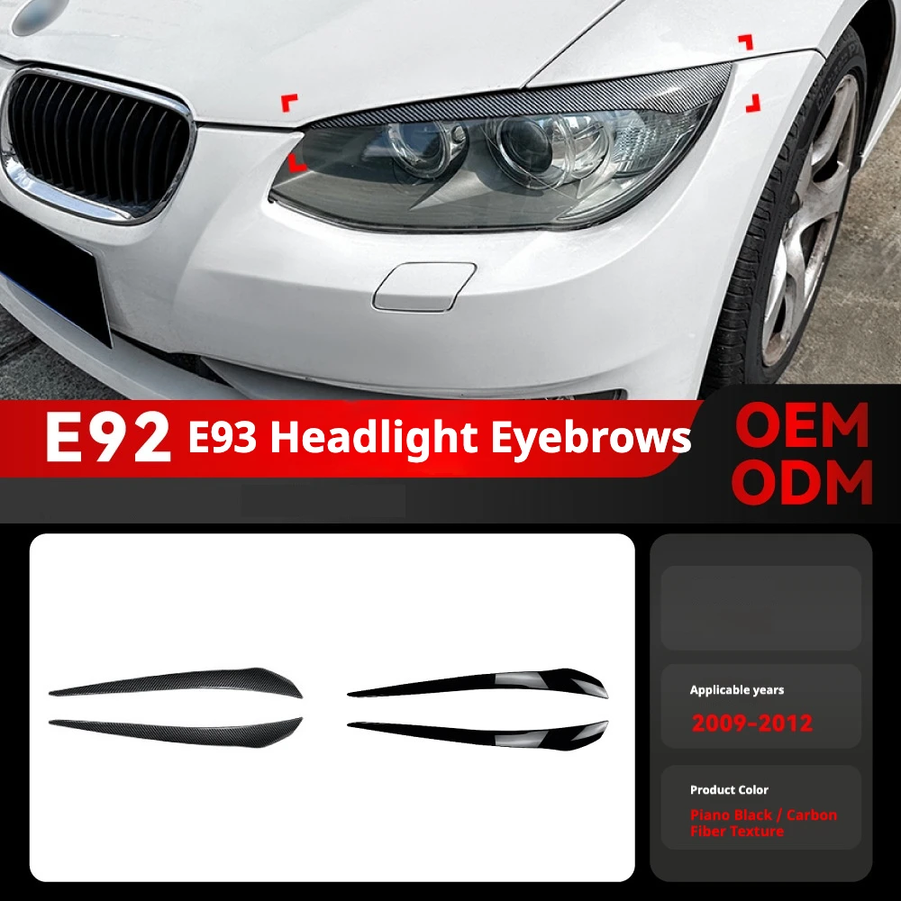 

2Pcs E92 E93 Car Headlight Lamp Eyebrows Cover Trim Stickers For BMW 3 Series E92 E93 Gloss Black Car Eyelids Lids ABS