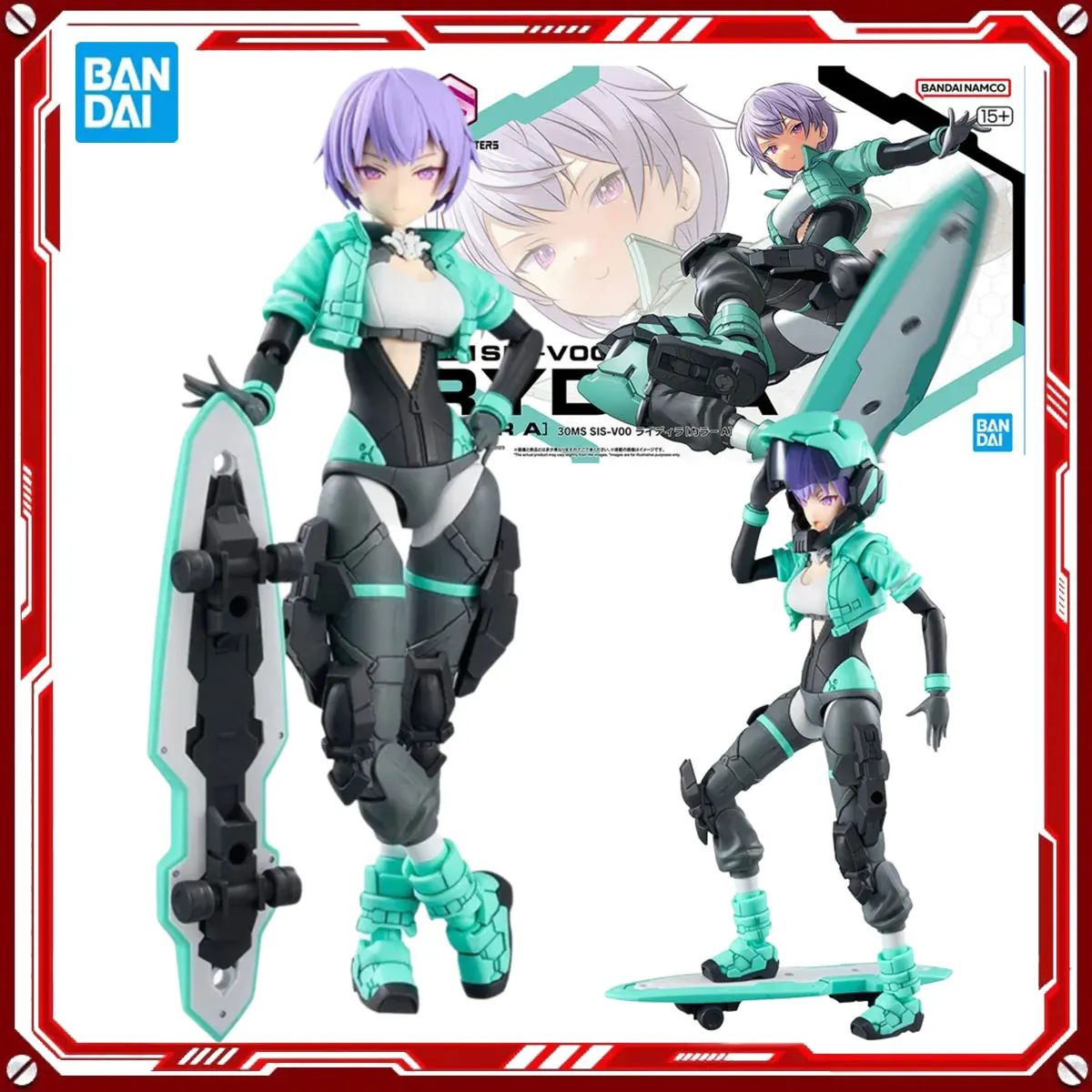 Bandai Original 30MS Anime Modellbausatz Rydira [Farbe A] Skateboard Kleidung Spielzeug Actionfigur Montagemodell Geschenk Weihnachtsgeschenk