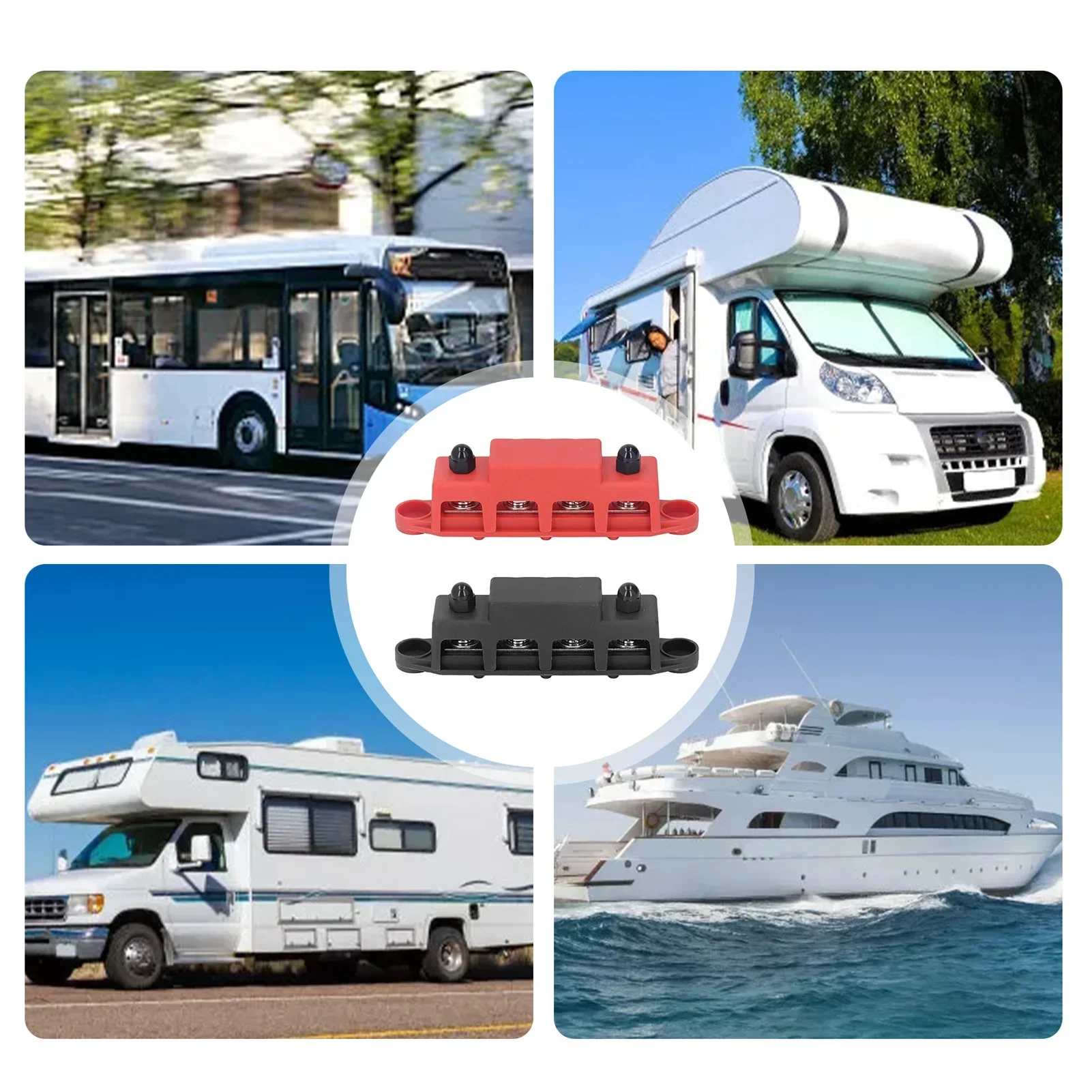 كتلة توزيع الطاقة M8 المسمار 4 محطة الحافلة تيار مستمر 48 فولت 250A للسيارات قارب توزيع الطاقة كتلة حافلة 250A