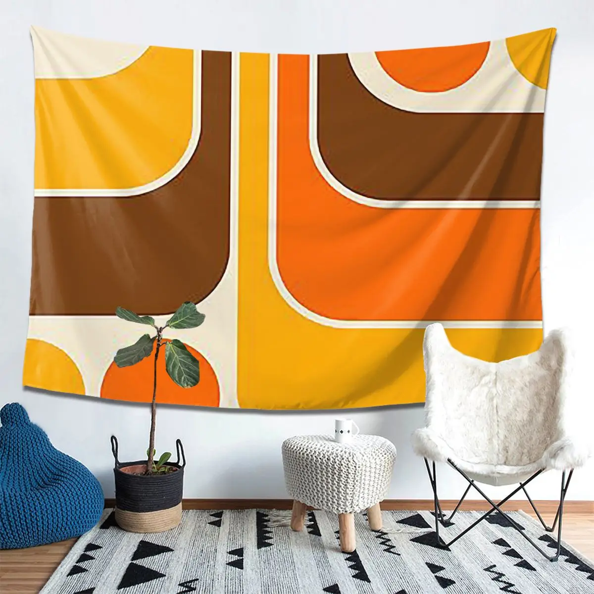 

Retro Geometric Design 62 Tapestry Decoration Art Aesthetic Tapestries for Living Room Bedroom Home Wall Cloth Wall Hanging