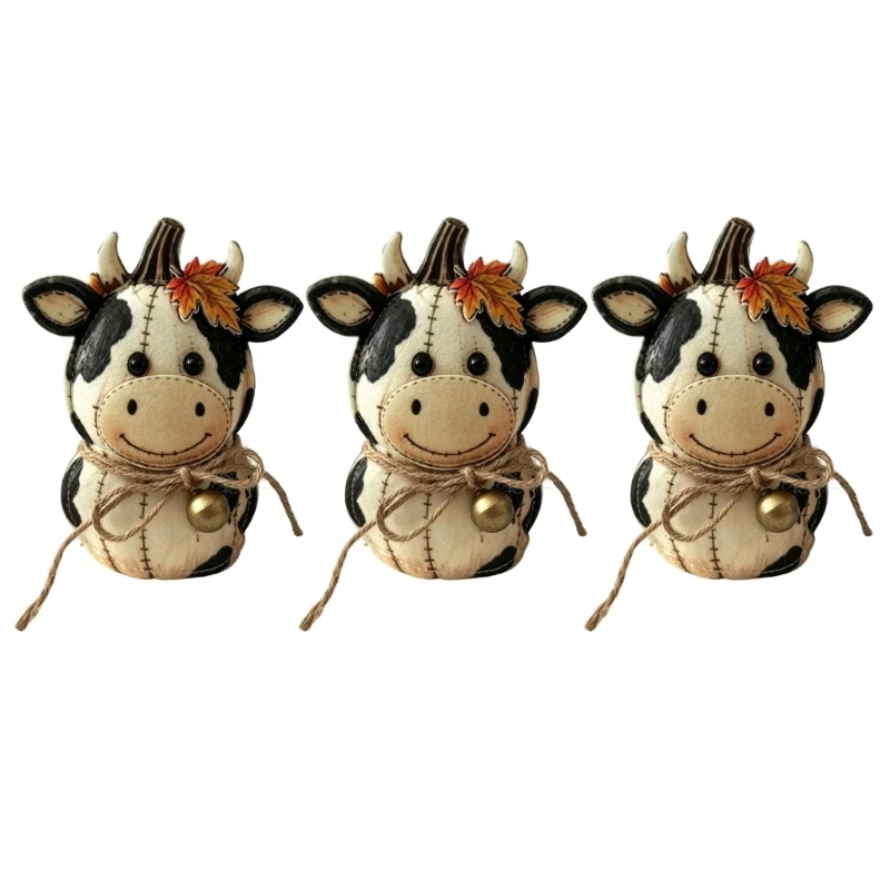 Farm Animal Figurines Rustics Farm Pumpkin Friend Decors Seasonal Shelf Entryway Figure Set, 3-Piece Fabric Home Accent J0MC