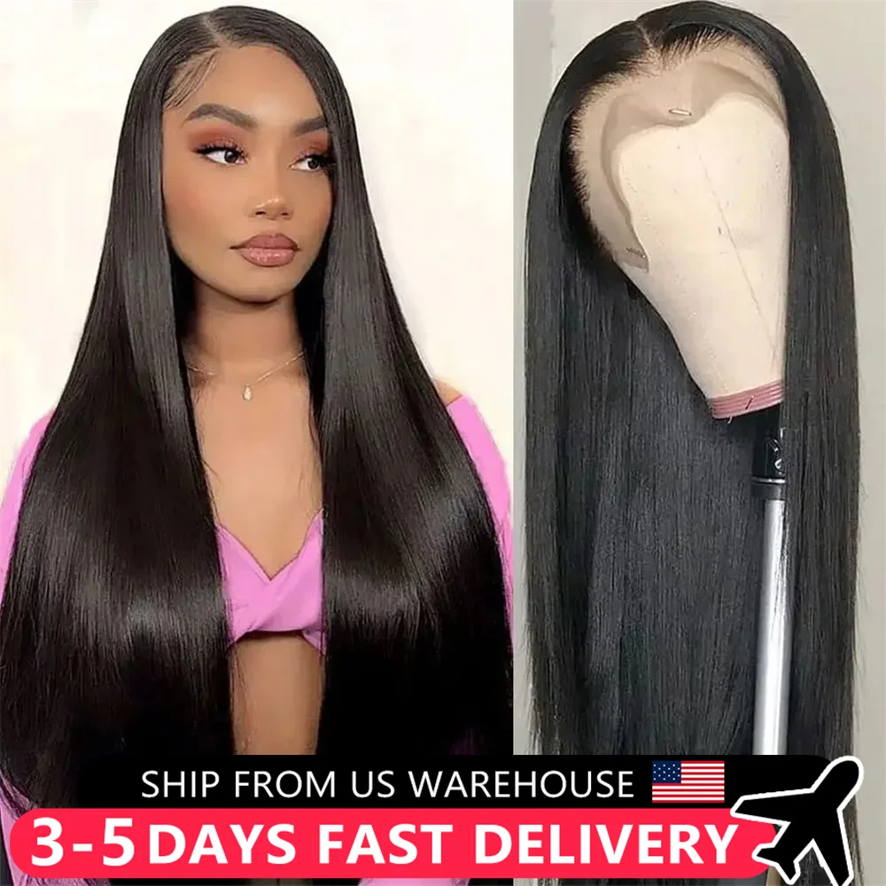 Straight 13x4 Lace Frontal Wig Human Hair 30 32 Inch Lace Front Wigs For Black Women Indian Pre Plucked 4x4 Lace Closure Wig