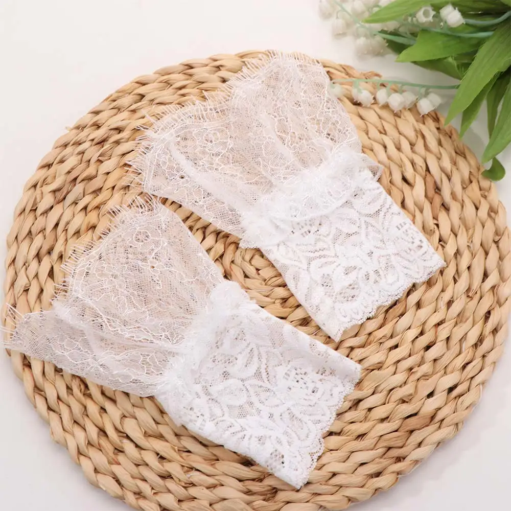 Adjustable Lace Floral Cuffs Stretchable Pleated Design Pleated Fake Sleeves White Black Detachable Wrist Accessories