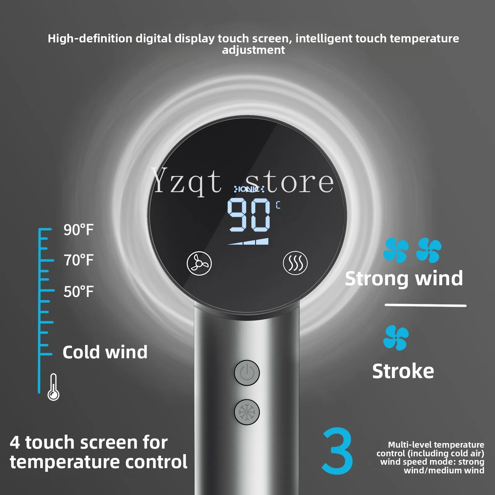 Cross-border high-speed hair dryer manufacturer, brushless motor, plasma high-power high-power home hotel temperature digital