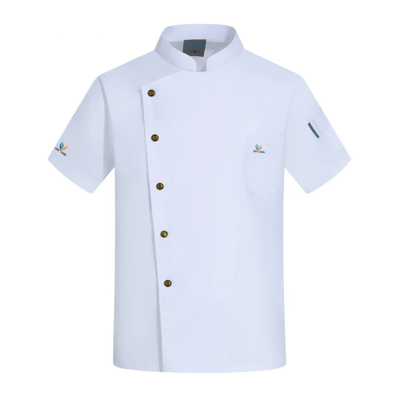 High-End Chef Uniform แขนสั้นฤดูร้อนห้องครัวโรงอาหารร้านอาหารร้านอาหารทํางานผู้ชายและผู้หญิง Chef Overalls P