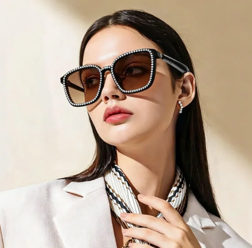 New SmartGlasses Wireless Bluetooth Music Play Hands‑Free Call Blue Light Blocking Multi‑Functional Head‑Mounted Glasses