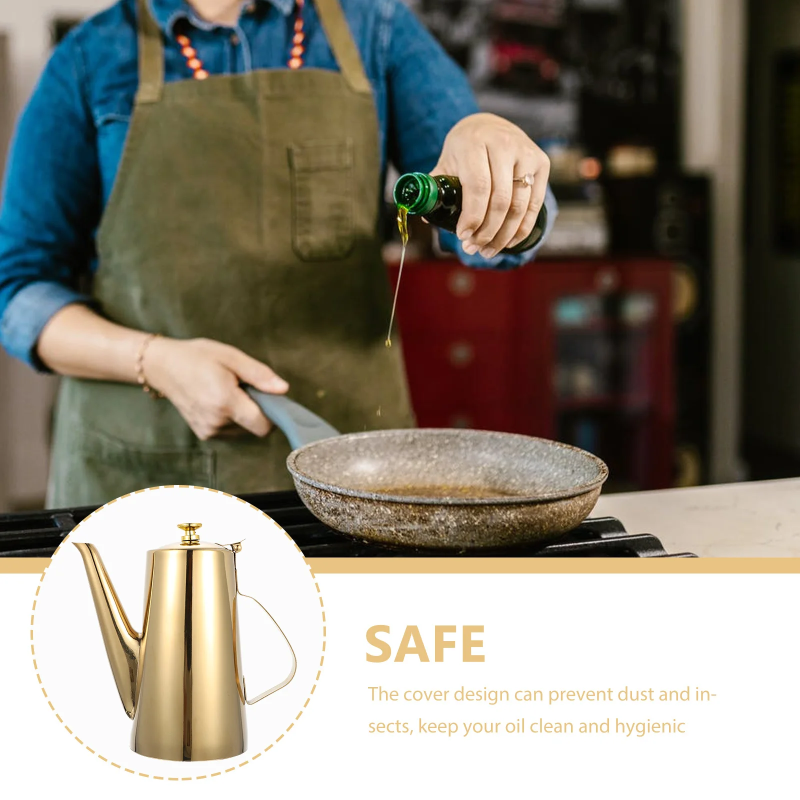 

Stainless Steel Oil Dispenser Long Spout Leak Proof Kitchen Vinegar Container Olive Oil Bottle Household Liquid Storage