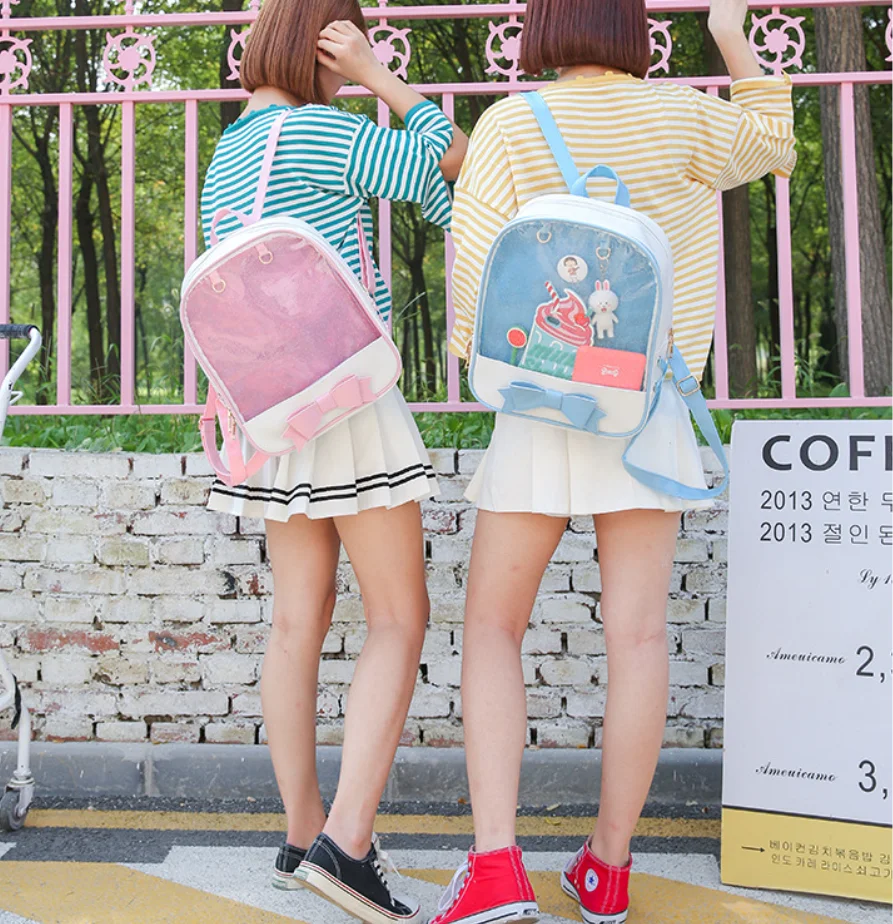 Clear Transparent Kawaii Backpack Women Harajuku Bow-knot Itabags School Bags for Teenager Girls Designer Ita Bag Bookbag рюкзак