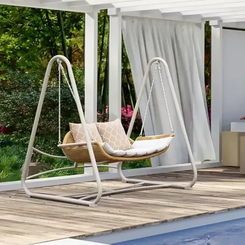 Deluxe 2-Seater Classic Canopy Swing Chair Modern for Garden Patio Hotels Parks Villas-Hot Sale Wholesale Cushioned Swing