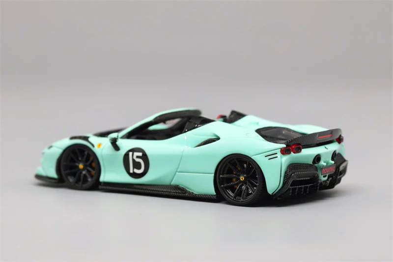 U2 1:64 SF90 Spider Novitec Baby Blue Resin Model Car