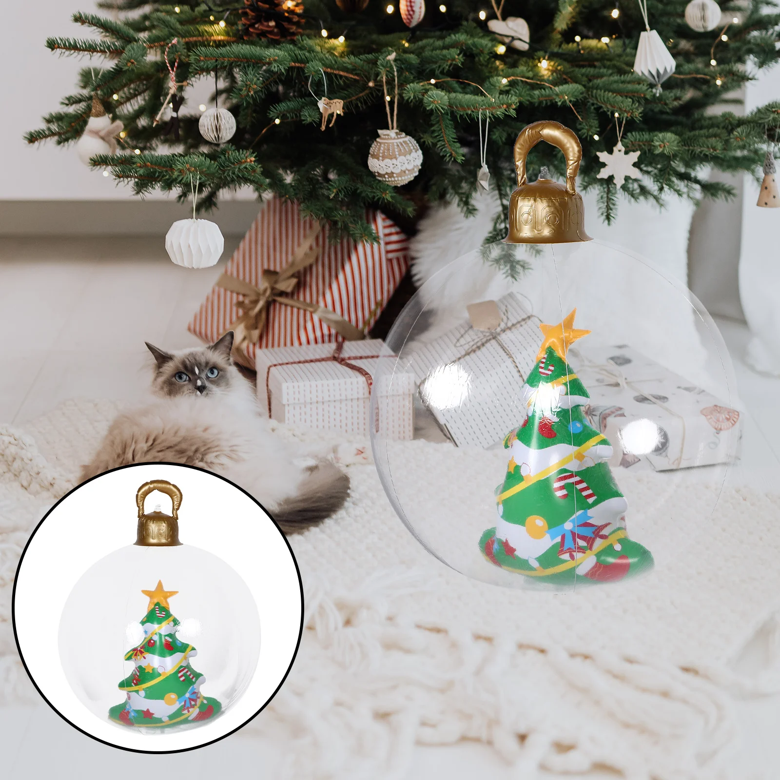 

Large Inflatable Christmas Ornament 3D Design Durable PVC Quick Inflate Outdoor Holiday Decor for Yard Lawn Porch Garden Party