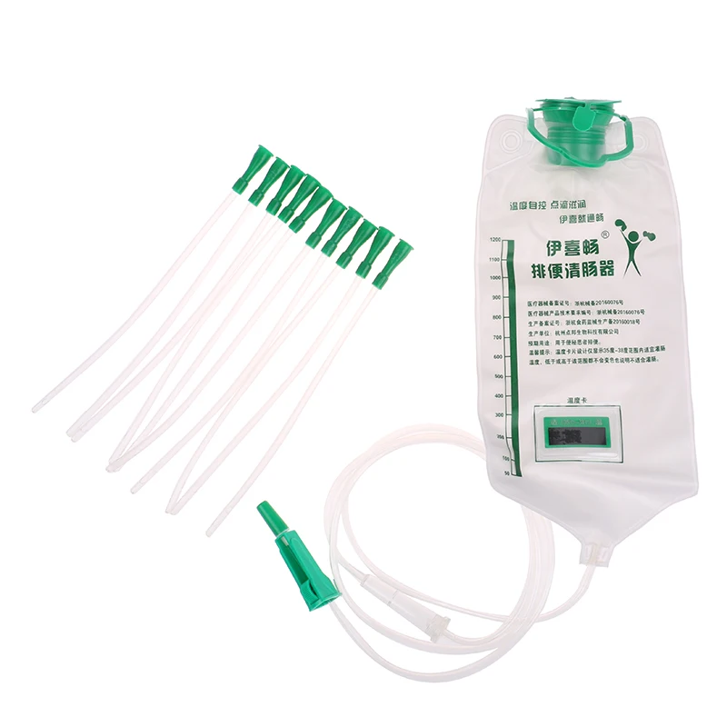 1200ML Home Enema Intestinal Flushing Bags Spa Coffee Enema Bag With 10pcs Tube Bowel Detoxification Colon Hydrotherapy Device