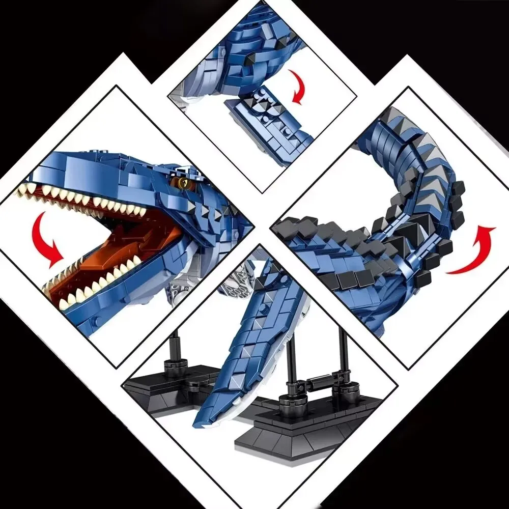 creative expert Dinosaur moc ideas building block Jurassi model toys Sea Mosasaurus birthday New Year gifts christmas 1859pcs