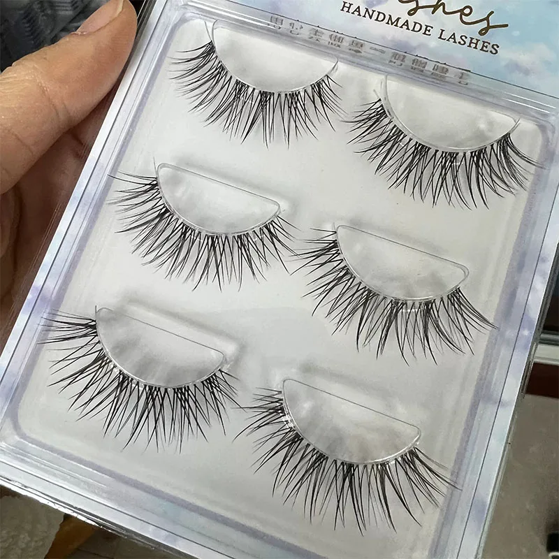 Faux cils de vison 3D réutilisables, bande invisible, naturel, noir, croisé, maquillage, produits de beauté, nouveau, 3 paires