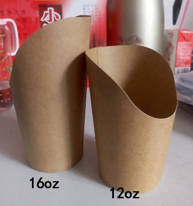 100pcs/lot 12oz /16oz Disposable kraft paper cup French fries Fried chicken Snack boxes DIY baking packing cup